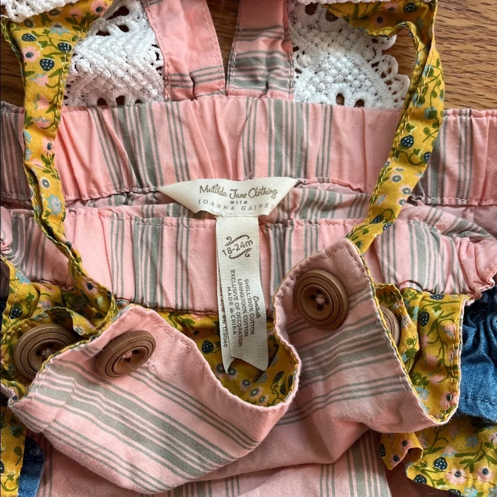 Matilda Jane Pink and Blue Striped Bubble Romper